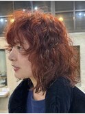 パーマ/オレンジ/レイヤーパーマ/ウルフパーマ/原宿/表参道