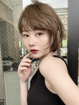 ミンクス渋谷スマートサロン(MINX shibuya smart salon) デザインカラーレイヤーカットウェットヘアオリーブベージュ