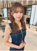 耳掛け波巻き韓国風レイヤーロングヘア
