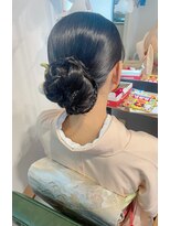 シュクレアミ 福島(sucre ami)&nbsp;訪問着 個性派タイトシニヨン【福島/ヘアセット】