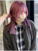 mayu//ブリーチカラーピンクウルフレイヤーハッシュカット