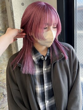 ソル ジングウマエ(SOL JINGUMAE) mayu//ブリーチカラーピンクウルフレイヤーハッシュカット