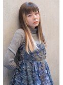 イメチェンホワイトブロンド外ハネボブ美髪ワイドバング