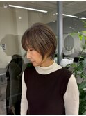くびれショートボブ40代50代グレイカラー白髪染め自髪ぼかし