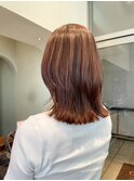 レイヤースタイル　ピンクベージュ