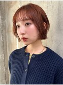 ボブ　レイヤーボブ　フェイスレイヤー　暖色カラー 