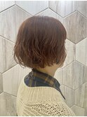 ボブ/ボブパーマ/オレンジブラウン/オレンジカラー