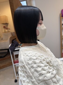 ぷちゅん/切りっぱなしボブ/ぱっつんボブ/ダークグレー