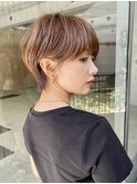 耳掛けマッシュショート／アッシュベージュ／表参道／40代50代