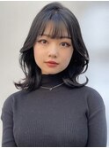 ダークグレージュで韓国風くびれヘア