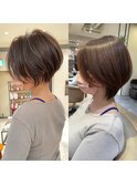 30代、40代/丸みくびれショートボブ×白髪染めハイライト/大宮