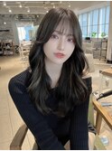 フェミニンロング韓国ヘア2wayバング前髪前髪レイヤーカット