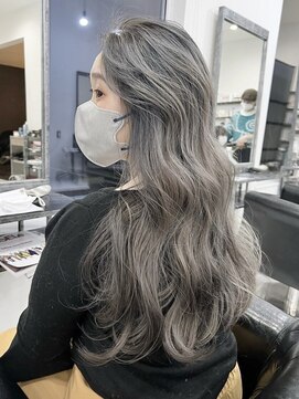 ラフヘアデザイン(Raf hair design) バレイヤージュコントラストハイライトミルクティーベージュ