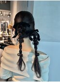 【ダブルポニーテール】/結婚式/二次会/同窓会/銀座/ヘアセット