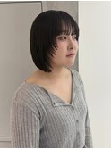 【YOKE】レイヤーボブワイドバングオリーブグレー顔周りカット