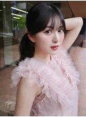 ナチュラル小顔前髪あり後れ毛サイドバング結べるボブくびれヘア