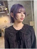 バイオレットカラー/ボブ/レイヤーボブ/ブリーチ/ダブルカラー
