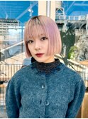 【ピンクベージュ×ボブ】#ダブルカラー#ケアブリーチ#髪質改善