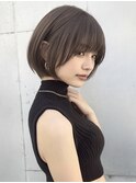 韓国/小顔/ショートボブ/オリーブグレー/銀座/レイヤーカット