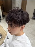 波巻きパーマ×ワインレッドカラー初めてカラーする人でも◎