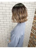 『京都ルーナ』グラデーション×波ウェーブ×シルバー×ベージュ