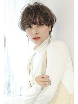 クラン 六甲道(Chlan) ニュアンスパーマショート×なめらかベージュ