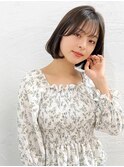 黒髪ボブ　ナチュラルワンカールボブ　