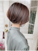 丸みショートボブ冬カラーブラウン埼京線赤羽