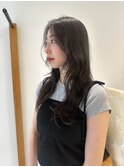 透け感ブラック／地毛風カラー/グレーブラック/レイヤー