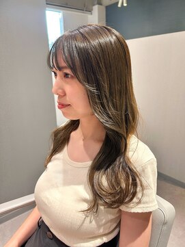 アム(amu) オリーブベージュ/ブリーチなしカラー/顔まわりカット