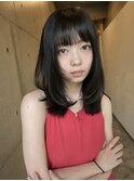 透明感地毛カラー/鎖骨レイヤー/重めバング/表参道