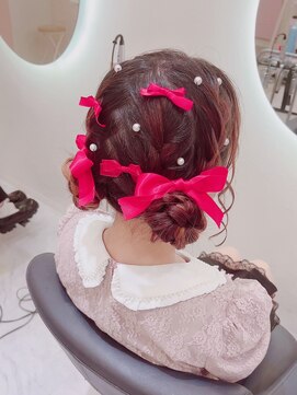 編み込みお団子ツイン