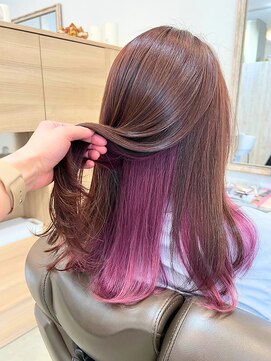 ノア(noa.) 【色落ちがきれいでおすすめ】インナーカラー×ピンクパープル◎