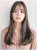 アッシュブラウン細めハイライトレイヤーロングp120代30代