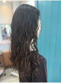 前下がりワンレン　ハイトーンカラー