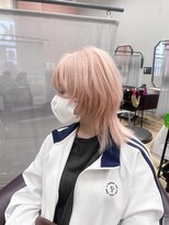 キセイ イオンモール新利府北館店(KISEI) ブリーチカラー!ミディウルフ×コーラルピンク♪10代20代30代