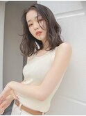 大人かわいい切りっぱなしボブ×ハイライトフォギーグレージュ