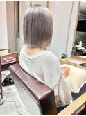*滝田*ラベンダーグレー切りっぱなしボブケアブリーチ透明感