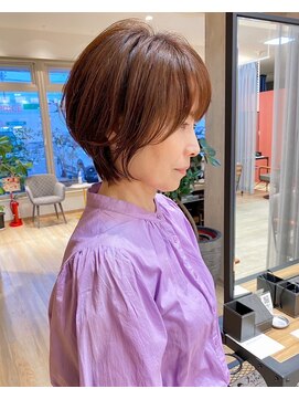 バランス ヘアーアンドアイラッシュ 野田店(balance.) ショートボブ×ピンクブラウン
