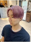 ブリーチ　センターパート ピンク　横浜