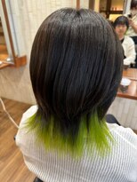 オーフェス 福島店(AUFES) ウルフ×インナーカラー→ライムグリーン
