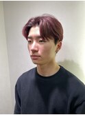 韓国風センターパート×ワインレッドカラー