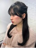 韓国ヘア/顔周りカット/小顔カット/暗髪/グレーブラック