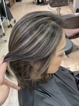 アップ(A+hair) くびれショートボブ40代50代グレイカラー白髪染め白髪ぼかし