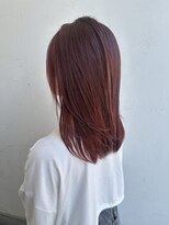 ジュエ ヘアー デザイン(Jue hair design)&nbsp;ブリーチなしピンクカラー/セミロング/ストレートスタイル/知立