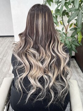 ベルヘアーデザイン 堺東(Belle hair Design) バレイヤージュレイヤーカットイルミナカラー韓国風オリーブ堺東