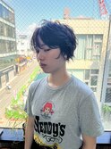 ショートレイヤー×くせ毛風パーマ×無造作パーマ×暗髪