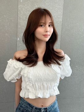 ハローバイシー 仙台(Hello by Sea) ココアベージュ×レイヤー[小顔/黒髪/オリーブグレー]