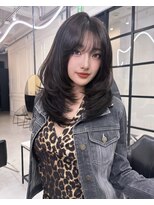 メゾンハル(Maison HALU)&nbsp;ダークチョコカラー×ワンホンヘアで美女な高級感ヘアに