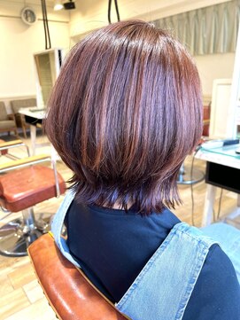 ネオリーブサイン 大森店(Neolive sign) くびれレイヤーボブ オレンジベージュ